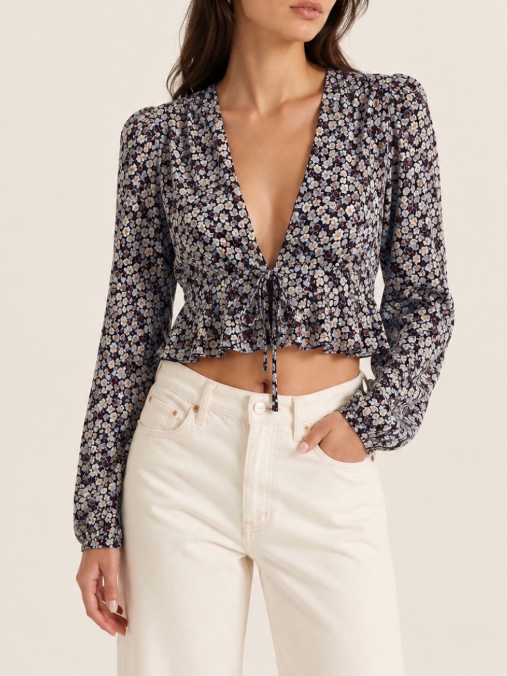 Aritzia Sunday Best Kimberly Blouse Floral Cottagecore Wrap Top Multicolor Small